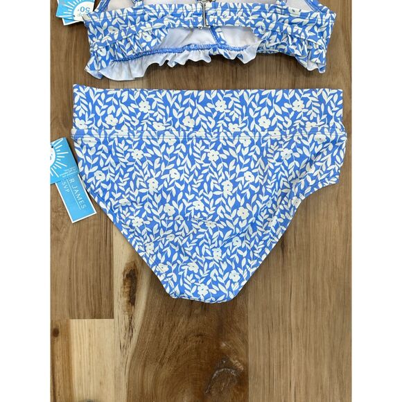 NWT Draper James Summer Picnic Ruffle Bikini Top and Bottom Blue Floral Size XS - Picture 10 of 11